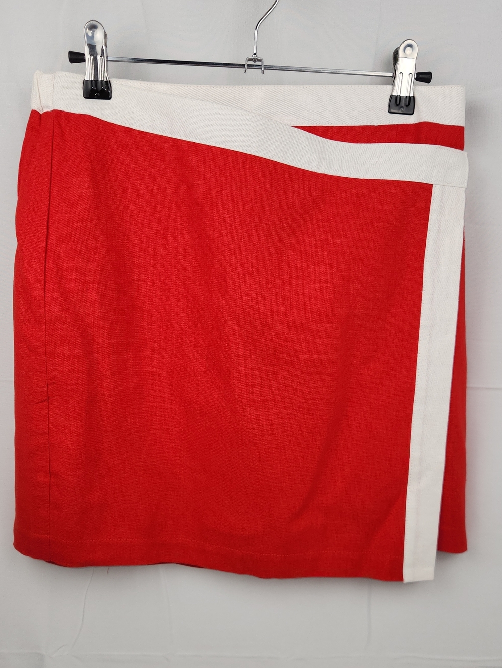 Red Mini Skirt with Cream Contrast Trim